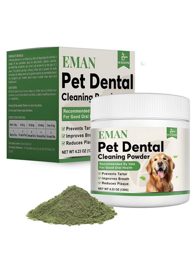 إيمان مسحوق تنظيف أسنان الكلاب من إيمان - مسحوق أسنان للكلاب، معطر لأنفاس الكلاب - يستهدف الجير، ويقلل من البلاك ورائحة الفم الكريهة - مناسب للكلاب الصغيرة والمتوسطة والكبيرة (120 جرام) - Image 1