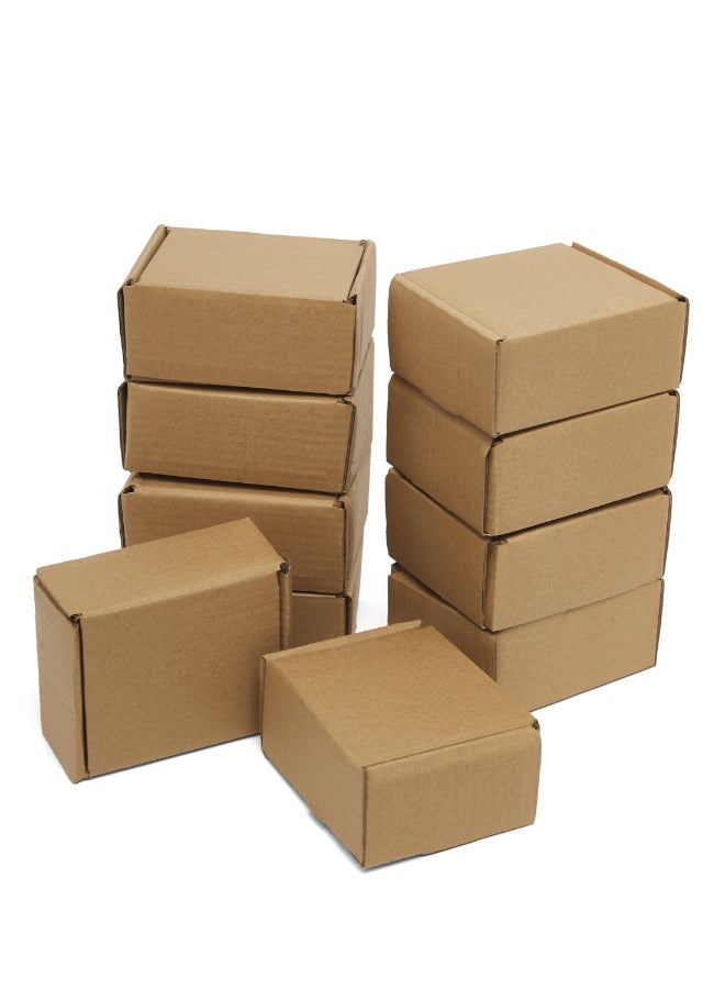 Noon East Pack of 10 Corrugated 3ply Cardboard Moving Boxes, Size- 14L x 11W x 6H cm. Multi-Use Brown Boxes for Packaging, Shipping, Storage and Organizing - Image 1