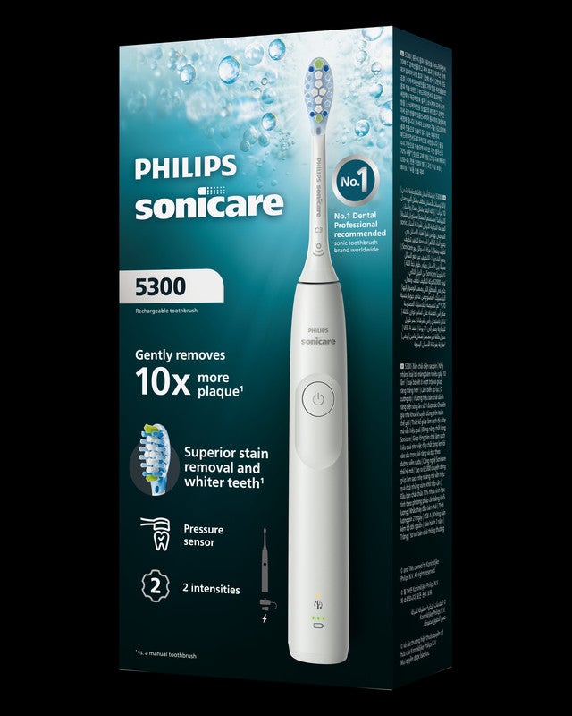PHILIPS SONICARE 5300 Series Electric Toothbrush - Next-Generation Sonicare Technology, Pressure Sensor, 2 Intensity Settings, SmarTimer, BrushPacer,  21-day Runtime, White, Model HX7108/05, UAE Certified - Image 2