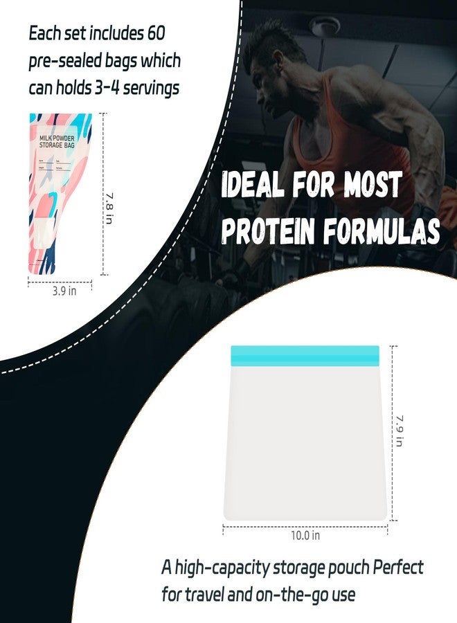 Eunoir Protein Powder Travel Container Set - 60 Pre-Sealed Disposable Bags with Storage Pouch & Scoop | Leakproof Single-Use Design for Gym, Workouts, Travel | Mess-Free Supplement Storage Solution - Image 3