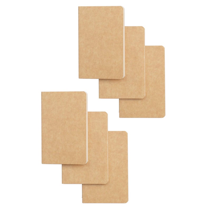 TWONE Pocket Notebook, 6 Pack Softcover Mini Notebooks 3.5" x 5.5" Kraft Brown Notebook Small Memo Notepad for Men Women Kids Traveler Author, 30 Sheets,60 Lined Pages - Image 1