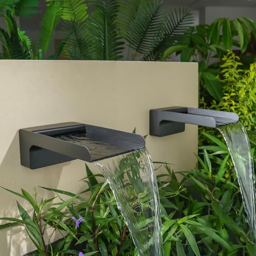 Aquadock 304 Stainless Steel Outdoor Garden Waterfall Spout, Water Fountain Spillway Made Exquisite Handcrafted for Landscape Decors, Patios, Pools, Courtyards, Water Walls (Black Powder Coating) - Image 3