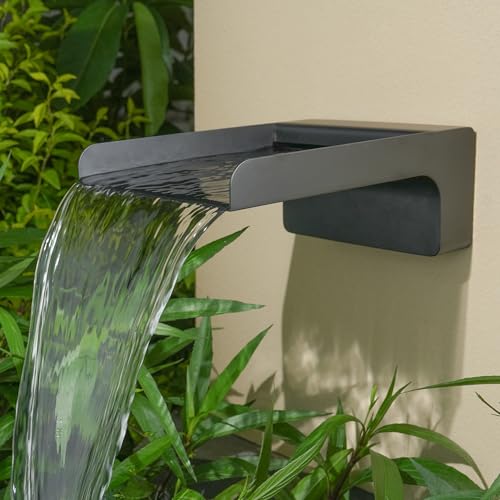 Aquadock 304 Stainless Steel Outdoor Garden Waterfall Spout, Water Fountain Spillway Made Exquisite Handcrafted for Landscape Decors, Patios, Pools, Courtyards, Water Walls (Black Powder Coating) - Image 2