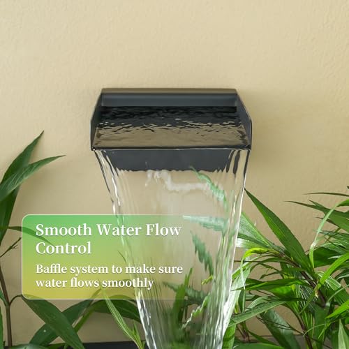 Aquadock 304 Stainless Steel Outdoor Garden Waterfall Spout, Water Fountain Spillway Made Exquisite Handcrafted for Landscape Decors, Patios, Pools, Courtyards, Water Walls (Black Powder Coating) - Image 4