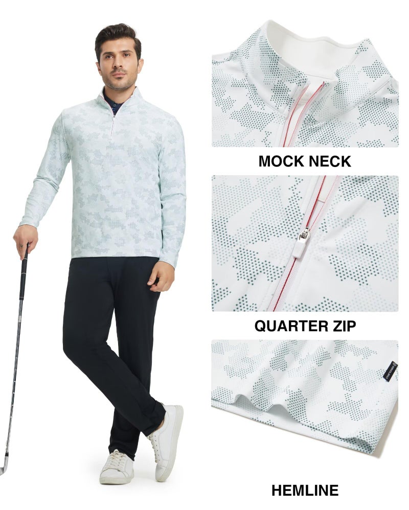 M MAELREG Mens Pullover Quarter Zip Golf Sport Casual Long Sleeve Fishing Half Zip Pullover Sweatshirts for Men - Image 3