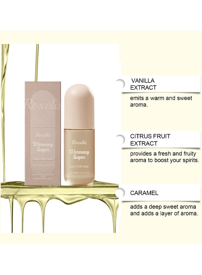 Roxelis Warming Sugar Hair Perfume For Women, Clean, Deodorizing And Patented Odor-Eliminating Technology, Body Mist, Freshen Hair, Body And Pillows, Sweet Citrus And Warm Vanilla Scent, 50ML - Image 3