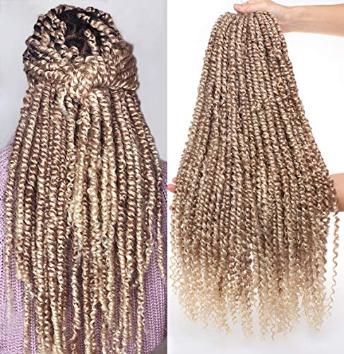 Leeven 8 Packs PreTwisted Passion Twists Synthetic Crochet Hair Extensions 12 Rootspack 22 Inch Ombre Crochet Passion Twist Braiding Hair Curly Ends Twist Hair Ombre Color T27613