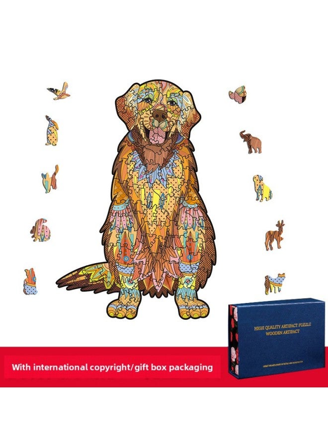 Blue Cat Cat Dog Lion Shaped Wooden Puzzle Irregular Three-dimensional Animal Puzzle Manufacturers Wooden Toys-Color:Blue Cat (Medium) - Image 2