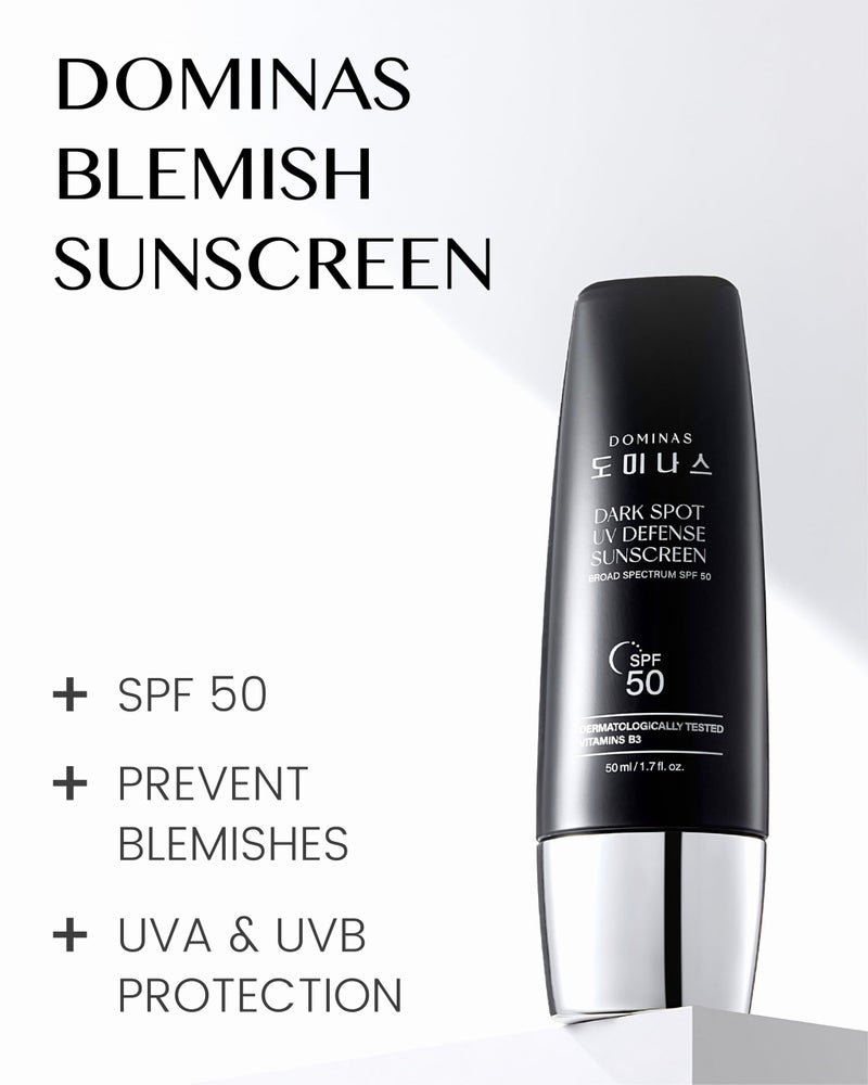 DOMINAS Dark Spot Tinted Sunscreen SPF 50 - Broad Spectrum UV Defense & Tone Correction with Panthenol, Lightweight, Non-Sticky, Hydrating Formula, Soothing & Glow, Korean Skincare, 1.69 fl oz - Image 2