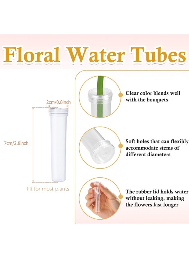 SUNSAR 20 Pcs Clear Floral Water Tubes, Plastic Water Tubes for Flowers, Floral Vials with Caps for Decoration Flower（Long） - Image 2