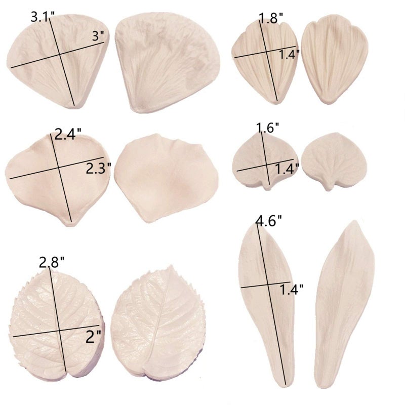 kulepin 6set Gum Paste Flowers Mold Fondant Silicone Veining Mold Sugarcraft Flower Making Tools for Peony Rose Lily Daisy Hydrangea Flower and Leaves Fondant Cake Decorating - Image 5