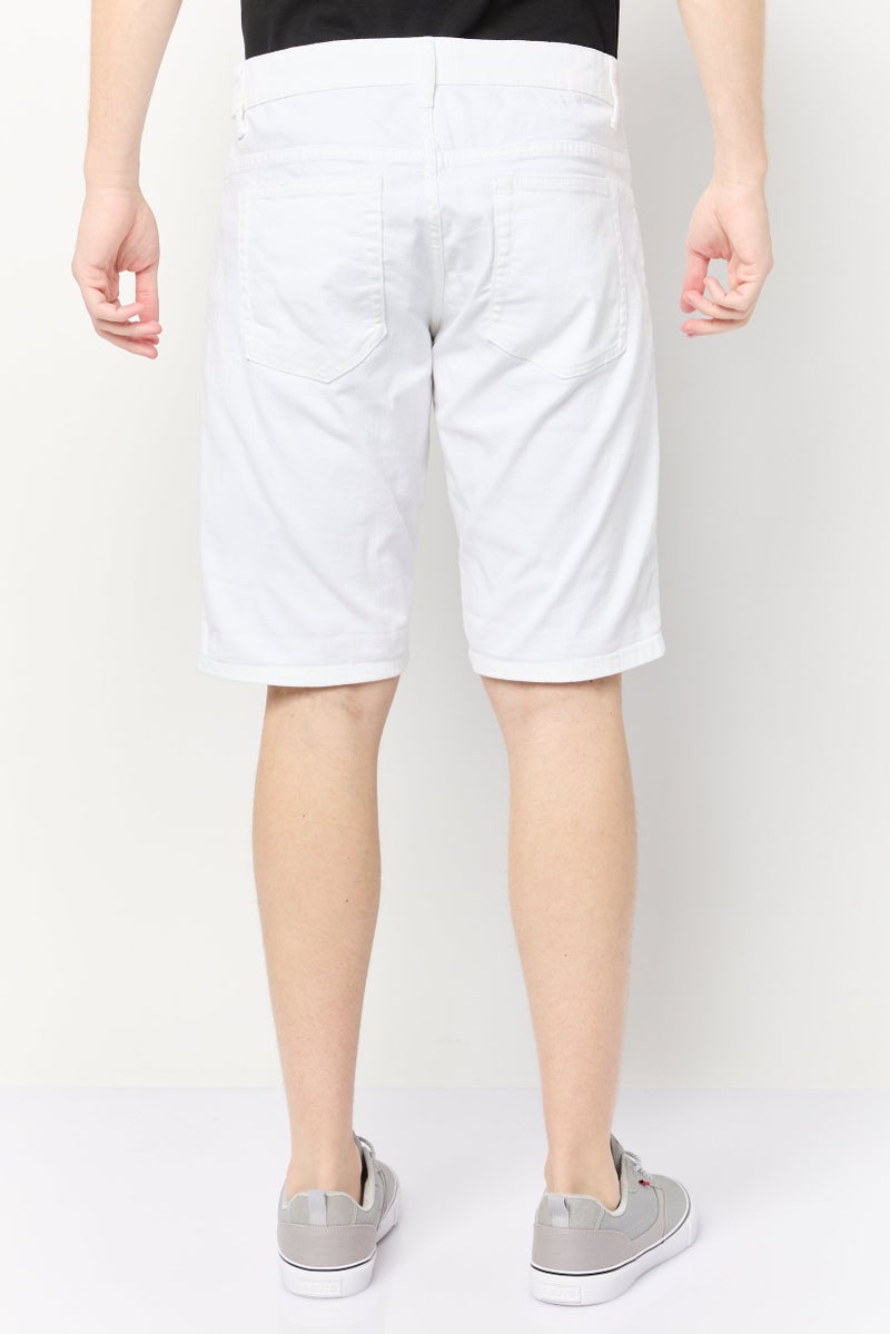Celio Men Solid Basic Shorts, White  - Image 3
