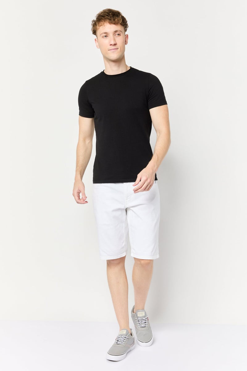 Celio Men Solid Basic Shorts, White  - Image 2