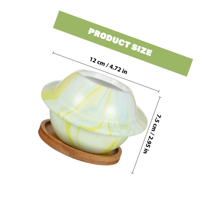 1 Set Ceramic Plant Pot with Tray Planet Shape Plant Container Home Office Decoration - Image 2