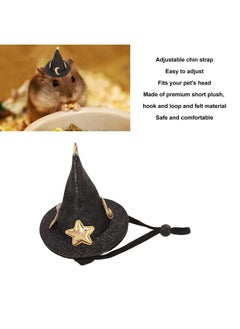 Zerodis Zerodis Hamster Hat, Small Pet Halloween Costume Guinea Pig Wizard Hat Lizard Witch Head Accessories Hamster for Hedgehog Chinchilla Ferret (Black)  - Image 4