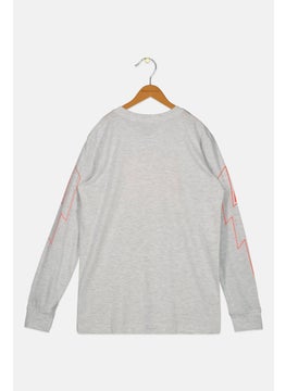 Hurley Kids Boy Graphic Printed Outdoor Sweatshirt, Light Grey Combo  - Image 2