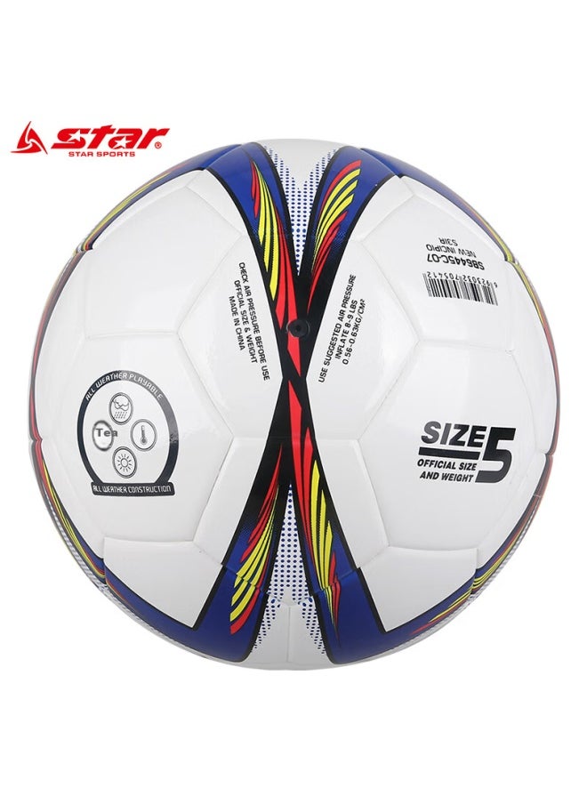 Star Soccer Ball, Size 5, Youth Soft Leather, Heat-molded, Training Standard Ball, Sb6445c-07