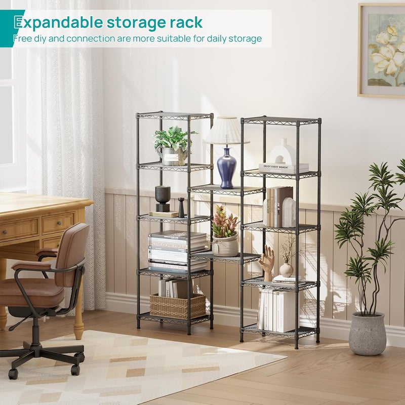 SINGAYE 6 Shelves Bathroom Organizers and Storage Shelf Wire Closet Metal Pantry Kitchen Small Garage Shelving Unit Laundry Room Organization Home Tall Rack Balck 10" D x 16" W x 60”H - Image 5