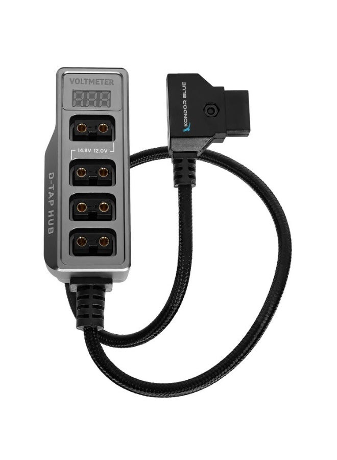 كوندور بلو Kondorblue 12v Male d-tap To 4-port Female Splitter Hub With Voltmeter