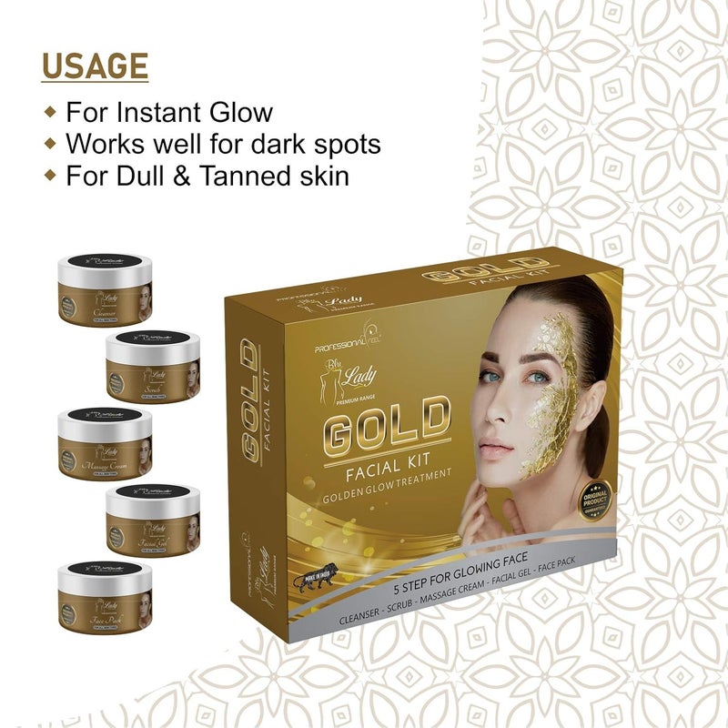 PROFESSIONAL طقم وجه احترافي باللون الأزرق للسيدات 24K ذهب مع جهاز تدليك الوجه مجموعة ماسية أفضل طقم وجه يضيء فورا في الهند 275 جرام - Image 3