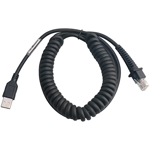 VOTTAN USB Cable Coiled 3 Meter, Type A USB to RJ45 Barcode Scanner Cable for Datalogic GD/GM/QD/QM Series GD4330 GD4430 (3M / 9FT Coiled USB Port) - Image 1