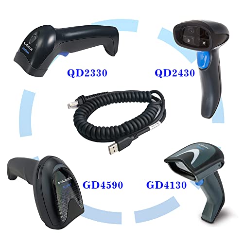 VOTTAN USB Cable Coiled 3 Meter, Type A USB to RJ45 Barcode Scanner Cable for Datalogic GD/GM/QD/QM Series GD4330 GD4430 (3M / 9FT Coiled USB Port) - Image 5