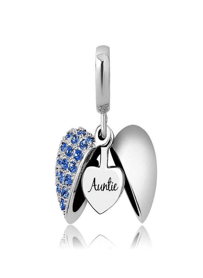 KunBead Auntie Aunt Love Heart Birthstone Crystal Dangle Charms Compatible with Pandora Bracelet Necklace Birthday Jewelry Gifts for Women - Image 1
