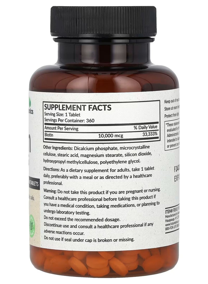 Futurebiotics Biotin High Potency 10,000 mcg 360 Vegetarian Tablets - Image 2