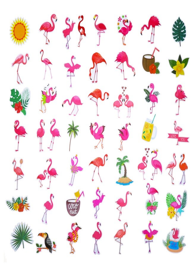 Cleverplay 100 Pack Flamingo Stickers, Summer Luau Tropical Hawaiian Party Favors, Birthday Decorations - Image 3
