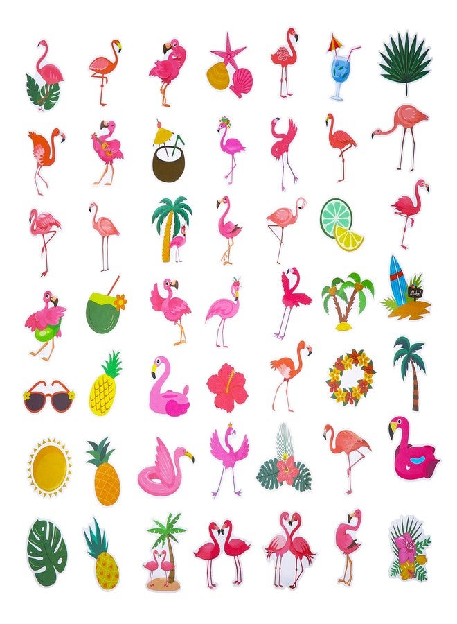Cleverplay 100 Pack Flamingo Stickers, Summer Luau Tropical Hawaiian Party Favors, Birthday Decorations - Image 2