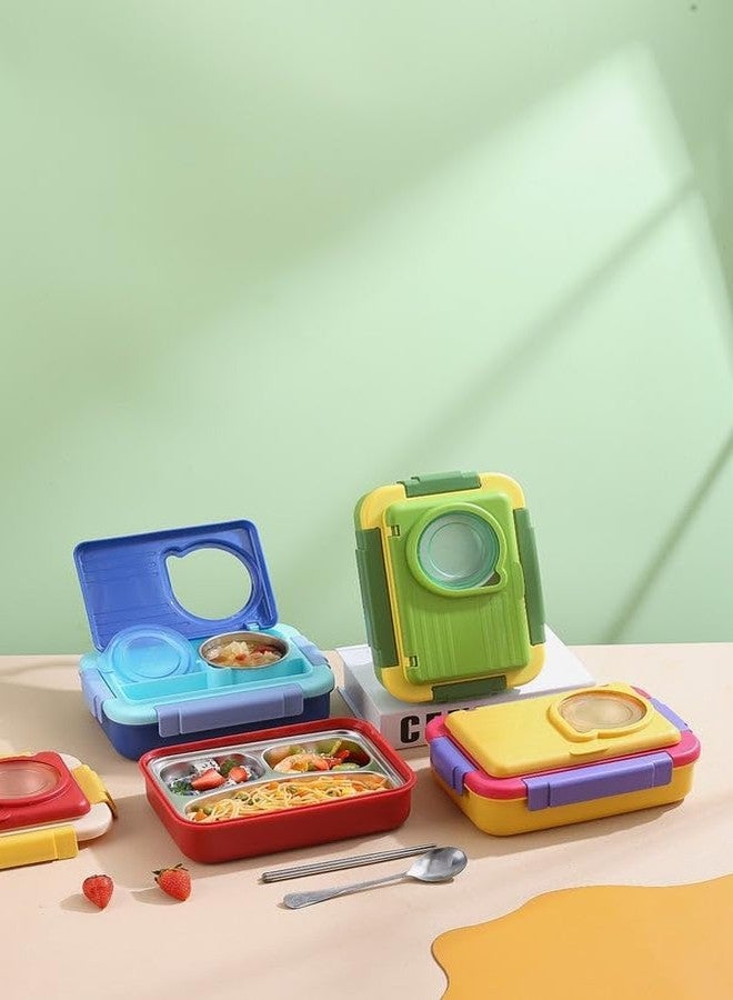 Fezeedi Lunch Kids and Adults Purple Lunch Box for Office and School use, Leak Proof Dual Compartment Stainless Steel Tiffin Lunch Box for Kids Adults, Leak-Proof Lunch Box - Image 2