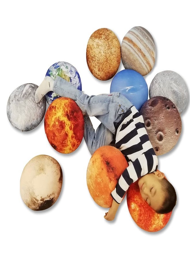 Qupace 11 Piece Set Space Planet Throw Pillow Covers Solar System Universe Planet Image Decorative Cushion Cover Round Pillow Case 3D Home Decor Pillows Covers 10X10Inch - Image 1