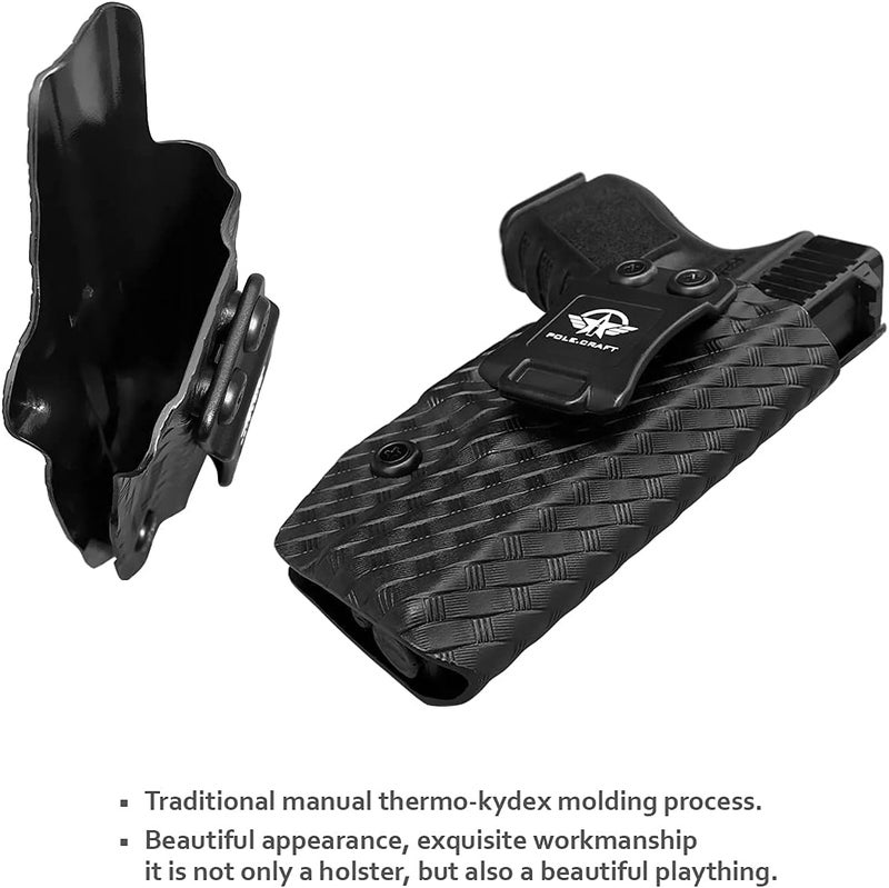 POLE.CRAFT IWB Kydex Holster Custom Fit: Glock 19 19X 25 44 45 (Gen 1 2 3 4 5) & Glock 23 32 (Gen 3 4) - Inside Waistband Carry - Adj. Cant Retention - Image 5