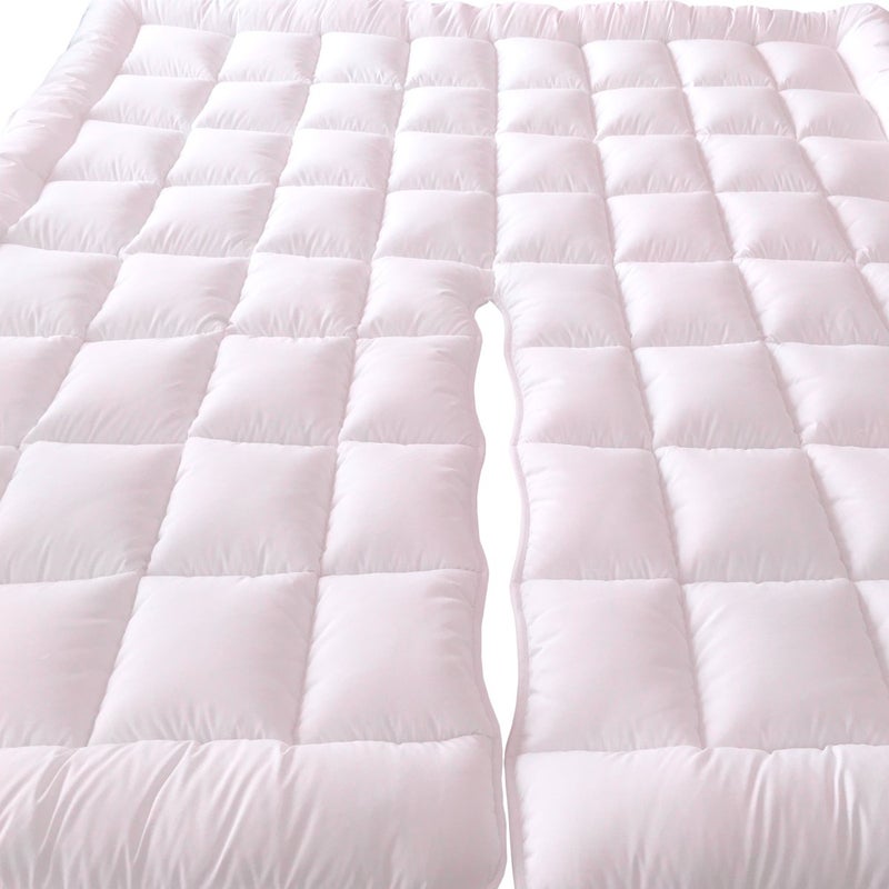Royal Tradition Royal Tradition 2 Inch Plush 100 Percent Microfiber Top Split King Down Alternative Mattress PadTopper White