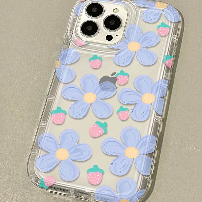 Flower Airbag Shell For Apple 15 Phone Case 13/12/14Promax All-Inclusive Cartoon Transparent 11 Tide Xrxs - Image 1