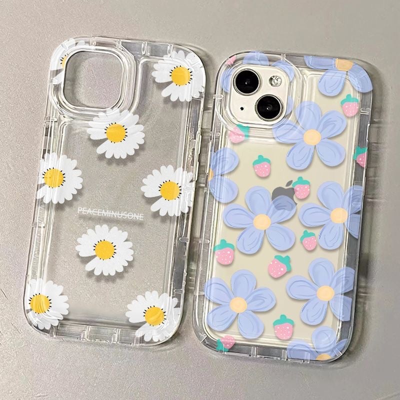 Flower Airbag Shell For Apple 15 Phone Case 13/12/14Promax All-Inclusive Cartoon Transparent 11 Tide Xrxs - Image 3
