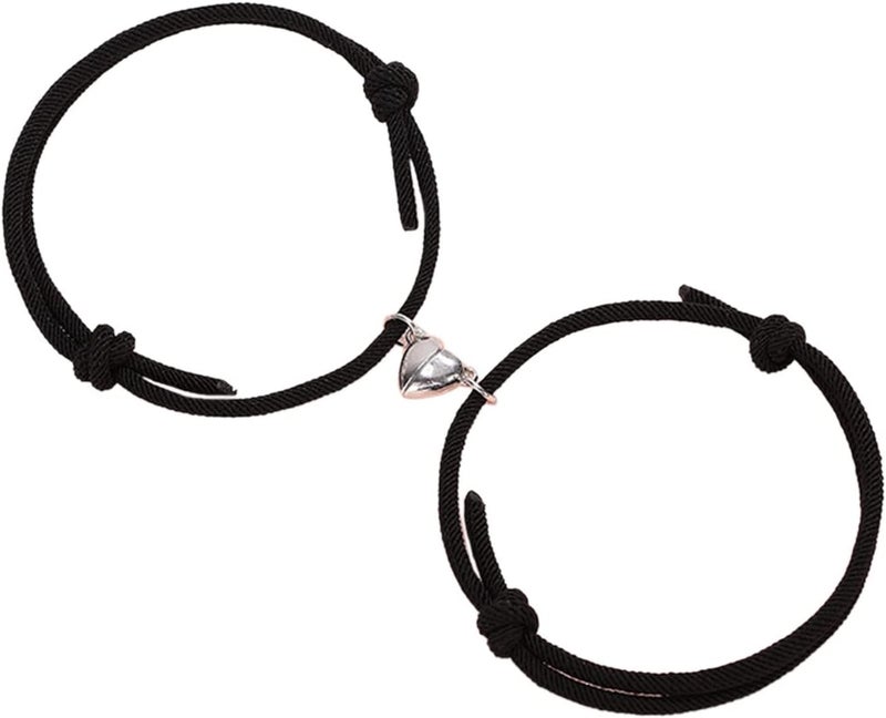 2Pcs Magnetic Love Heart Braide Rope String Bracelet Set Corded Mutual Attraction Couple Matching Bracelet for Women Men Lover Boyfriend Girlfriend Friend Friendship Jewelry Gift, rope Metal, alloyWomen's Fashion Jewelry, Accessories, Elegant Design, Premium Quality, Gift for Her, Stainless Steel, Trendy Style - Image 1