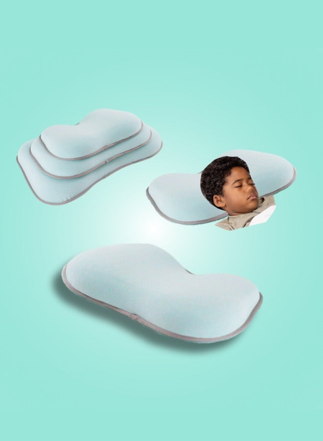 وسادة مريحة للأطفال، بتصميم محيطي للرقبة، مصنوعة من إسفنج الذاكرة، لحماية الرقبة، لون أخضر (مناسبة للأطفال من 7 إلى 12 سنة)، مقاس كبير (54 × 32 × 7-5 سم)