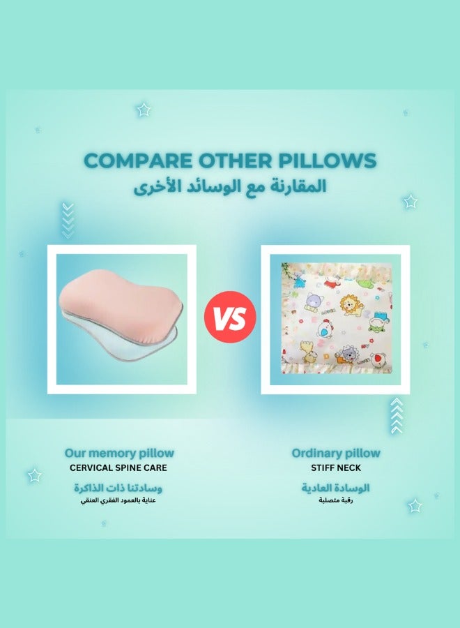 وسادة مريحة للأطفال، بتصميم محيطي للرقبة، مصنوعة من إسفنج الذاكرة، لحماية الرقبة، لون أخضر (مناسبة للأطفال من 7 إلى 12 سنة)، مقاس كبير (54 × 32 × 7-5 سم)