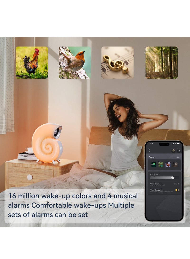 Wireless Smart Bluetooth Speaker, Creative Conch Sea Snail-shape with Adjustable LED Ambience Light, White Noise Machine - Image 5