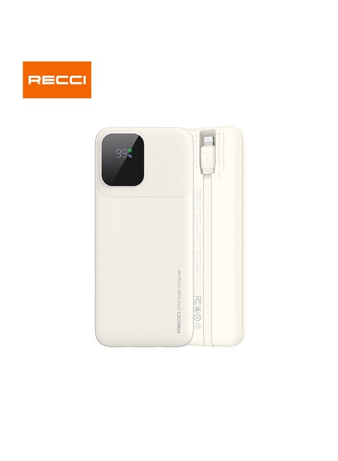ريتشي Recci RPB-P67 باور بانك 10000mAh شحن فائق 22.5W / PD 20W، كيابل Lightning و Type-C مدمجة، شاشة رقمية - Image 1