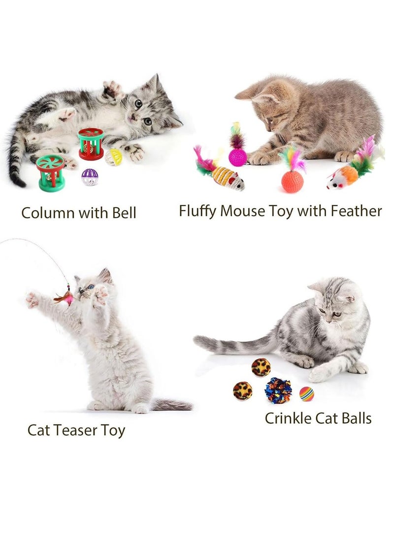 Altheqa Cat Toys Set 27 pcs, Cat Interactive Toys for All Cats, Kitten Collapsible 3 Way Play Tunnel Tube Teaser Wand Bell Furry Ball Springs Mouse Catnip Fish for Kitty Puppy - Image 4