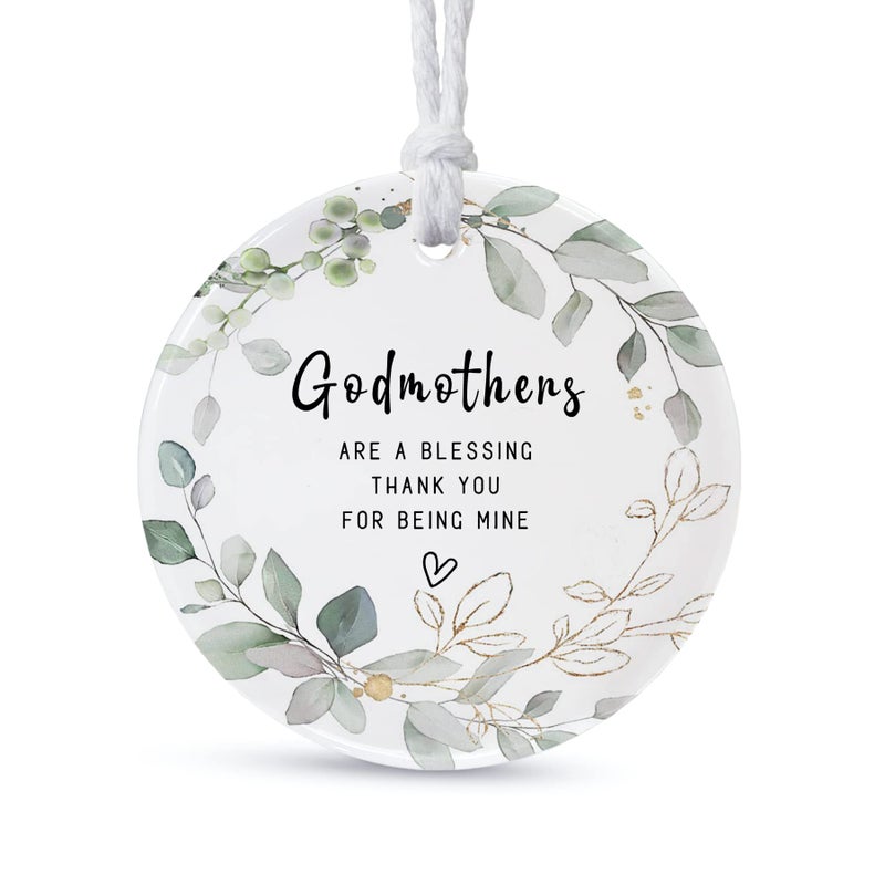 Christmas Ornament for Godmother 2025 for Godmother A Gift to Commemorate Your deep Love for Each Other Ceramic Ornament Keepsake Printed on Both Sides 29