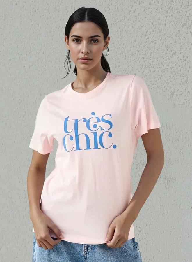Splash FAV Regular Fit T shirt with Slogan Print Cotton