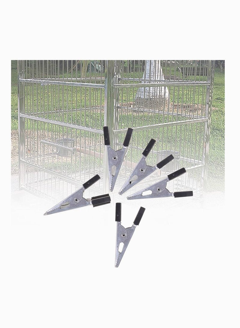 Y&D Alligator Clip, SYOSI Iron Clip Test with Sheath, Wire Ground Power Conductive 52MM Thick Iron, Cage Parrots Birds Prevent Escape Metal Safety Door Lock Accessories, Large 5Pcs  - Image 2