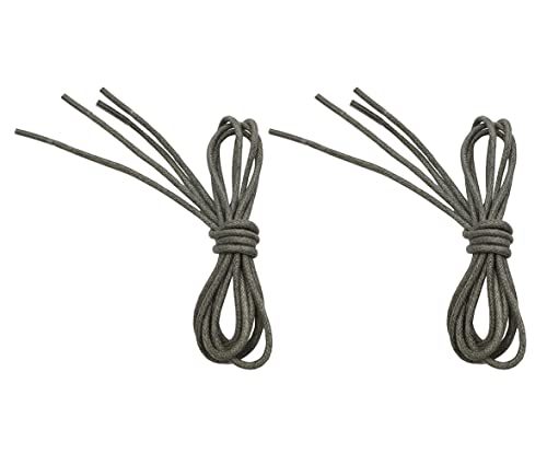 VSUDO Waxed Round 24" Grey Dress Shoe Laces for Men, 1/8" Thin Formal Business Oxford Shoe Strings, Dress Shoelaces for Men (2 Pairs-Grey-060CM) - Image 1