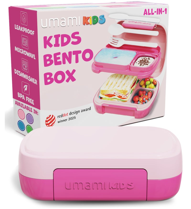 Umami Allin1 Bento Box for Kids Icepack  Utensils Included 100 Leakproof  BPA free Parents favorite Lunch Box Kids Candy Pink 23 oz