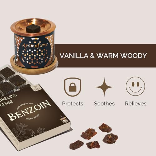 Aromafume Benzoin Incense Bricks & Flower of Life Exotic Incense Burner by Aromafume | 2 Trays x 9 Bricks | Styrax Extract, Native to Indonesia | Ideal for Prayer & Meditation | Low-Smoke & Non-Toxic - Image 2