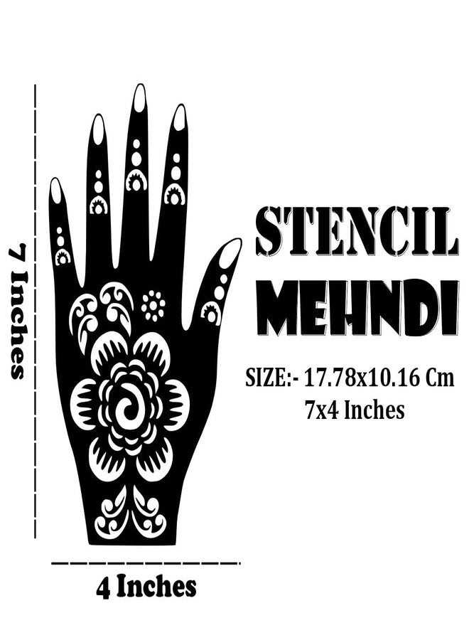 Komstec Simple Hand Mehndi Stencil Sticker Pattern for Palm and Finger One Set for Both Hand - Image 3