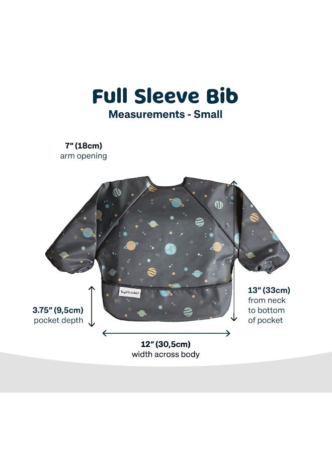 Tiny Twinkle Mess Proof Baby Bib,Waterproof Smock Baby Bib for Eating,Machine Washable Long Sleeve Bib,Baby Led Weaning,Toddler Bib,BLW Supplies(Space, Small 6-24 Months) - Image 5
